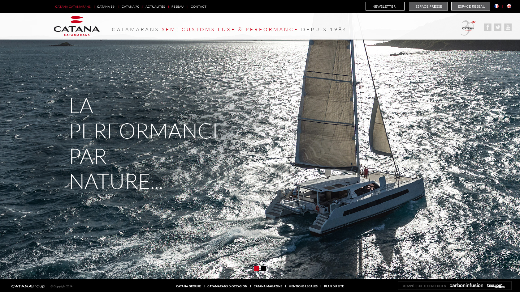 Page d'accueil du site internet Catana (2014)